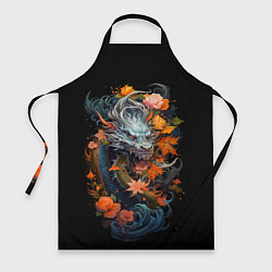 Фартук кулинарный Китайский дракон с цветами и волнами, цвет: 3D-принт