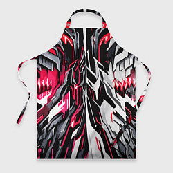 Фартук кулинарный Красно-белая абстракция на чёрном фоне, цвет: 3D-принт