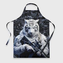 Фартук кулинарный Белый тигр солдат зима, цвет: 3D-принт