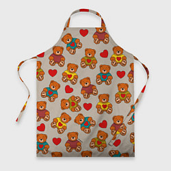 Фартук кулинарный Мишки в свитерах и сердечки, цвет: 3D-принт