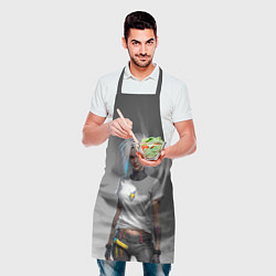 Фартук кулинарный Блондинка в белой футболке Cyberpunk 2077, цвет: 3D-принт — фото 2