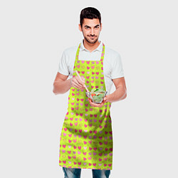 Фартук кулинарный Сердечки на салатовом фоне, цвет: 3D-принт — фото 2