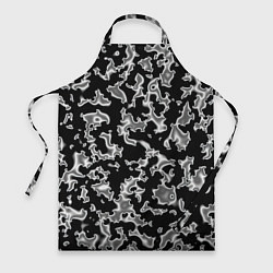 Фартук кулинарный Капли жидкого металла - камуфляж на чёрном, цвет: 3D-принт