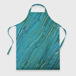 Фартук кулинарный Жидкая текстура оттенков морской волны, цвет: 3D-принт