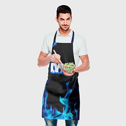 Фартук кулинарный Dayz синий огонь лого, цвет: 3D-принт — фото 2