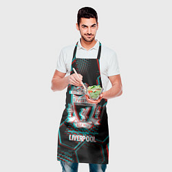 Фартук кулинарный Liverpool FC в стиле glitch на темном фоне, цвет: 3D-принт — фото 2