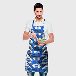 Фартук кулинарный Сине-белая техно броня, цвет: 3D-принт — фото 2