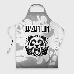 Фартук кулинарный Led Zeppelin рок панда на светлом фоне, цвет: 3D-принт