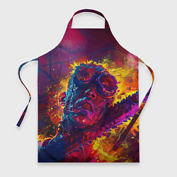 Фартук кулинарный Человек с пилой в брызгах краски, цвет: 3D-принт