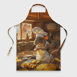 Фартук кулинарный Крыса повар готовит на кухне, цвет: 3D-принт