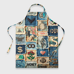 Фартук Баксы и девушки на дениме - пэчворк