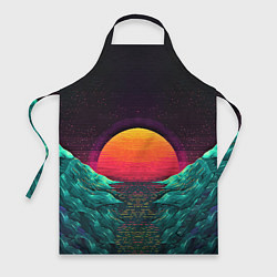 Фартук кулинарный Пиксельный ретро закат, цвет: 3D-принт