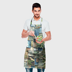 Фартук кулинарный Джинсы с камуфляжем пэчворк, цвет: 3D-принт — фото 2