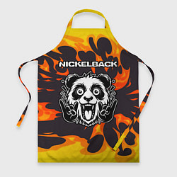 Фартук кулинарный Nickelback рок панда и огонь, цвет: 3D-принт