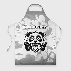 Фартук кулинарный Coldplay рок панда на светлом фоне, цвет: 3D-принт