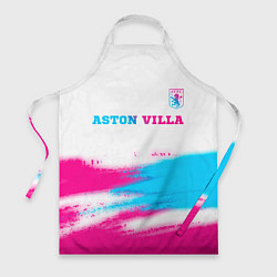 Фартук кулинарный Aston Villa neon gradient style посередине, цвет: 3D-принт