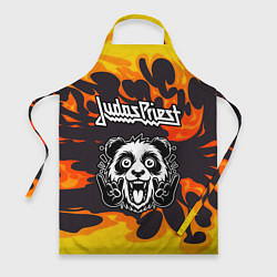 Фартук кулинарный Judas Priest рок панда и огонь, цвет: 3D-принт