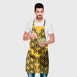 Фартук кулинарный Чёрные полосы на жёлтом фоне, цвет: 3D-принт — фото 2