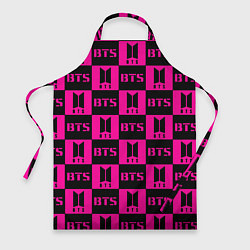 Фартук кулинарный BTS pattern pink logo, цвет: 3D-принт