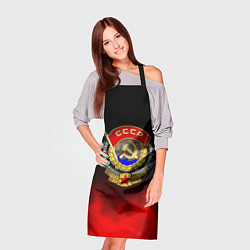 Фартук кулинарный СССР патриотический значок с серпом, цвет: 3D-принт — фото 2