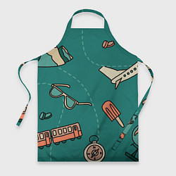 Фартук кулинарный Предметы для путешествий, транспорт, цвет: 3D-принт