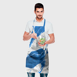 Фартук кулинарный Бело-синий мрамор, цвет: 3D-принт — фото 2