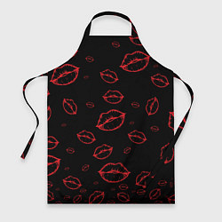 Фартук Паттерн красные губы на черном - lips red