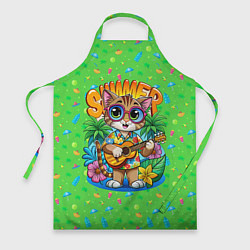 Фартук Кот играет на гитаре летом