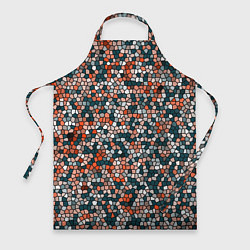 Фартук кулинарный Красно-бирюзовый паттерн мелкая мозаика, цвет: 3D-принт