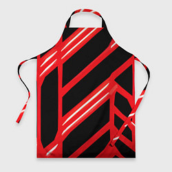 Фартук кулинарный Чёрно-белые полосы на красном фоне, цвет: 3D-принт