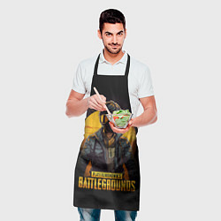 Фартук кулинарный PUBG игрок на закате черный фон, цвет: 3D-принт — фото 2