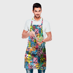 Фартук кулинарный Весёлые лица абстрактные, цвет: 3D-принт — фото 2