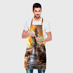 Фартук кулинарный Шахматы - король на фоне огня, цвет: 3D-принт — фото 2