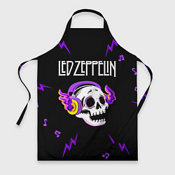 Фартук кулинарный Led Zeppelin неоновый череп, цвет: 3D-принт