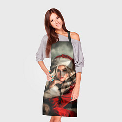 Фартук кулинарный Блондинка в костюме Санты, цвет: 3D-принт — фото 2