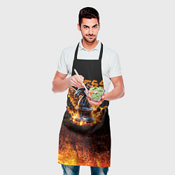 Фартук кулинарный Шахматный крылатый конь в огне, цвет: 3D-принт — фото 2
