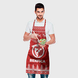 Фартук кулинарный Новогодний Benfica с оленями, цвет: 3D-принт — фото 2