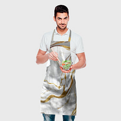 Фартук кулинарный Жёлто-белый мрамор, цвет: 3D-принт — фото 2