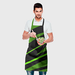 Фартук кулинарный Чёрно-зелёный абстрактные полосы, цвет: 3D-принт — фото 2