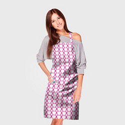 Фартук кулинарный Контурный паттерн соединённые сердца, цвет: 3D-принт — фото 2