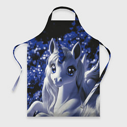 Фартук кулинарный Единорог - синий рог, цвет: 3D-принт