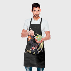 Фартук кулинарный Ведьма с яблоком летит на метле, цвет: 3D-принт — фото 2