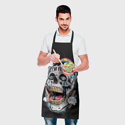 Фартук кулинарный Skull and rainbow - im fine, цвет: 3D-принт — фото 2