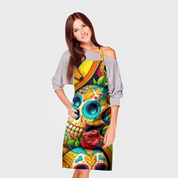 Фартук кулинарный Colorfull skulls and bananas - pop art pattern, цвет: 3D-принт — фото 2