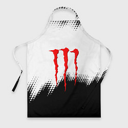 Фартук кулинарный Monster energy чёрно белые краски, цвет: 3D-принт