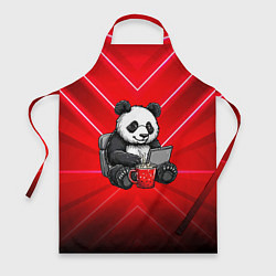 Фартук кулинарный Панда работает за ноутбуком, цвет: 3D-принт