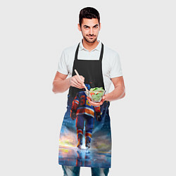 Фартук кулинарный Хоккеист в синем пламени, цвет: 3D-принт — фото 2