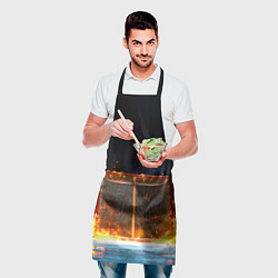 Фартук кулинарный Хоккейные ворота в огне, цвет: 3D-принт — фото 2