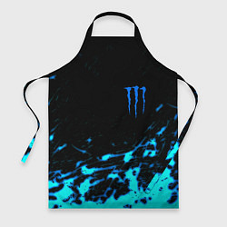 Фартук кулинарный Monster energy голубые краски, цвет: 3D-принт