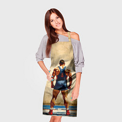 Фартук кулинарный Греко-римский борец на бежевом, цвет: 3D-принт — фото 2